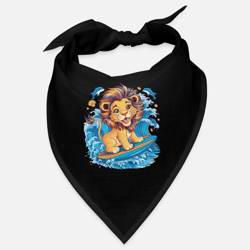 Surfendes Einhorn auf Regenbogenwelle Bandana