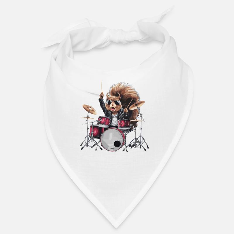 Cooles Rockin' Eichhörnchen Schlagzeuger - Bandana - Weiß