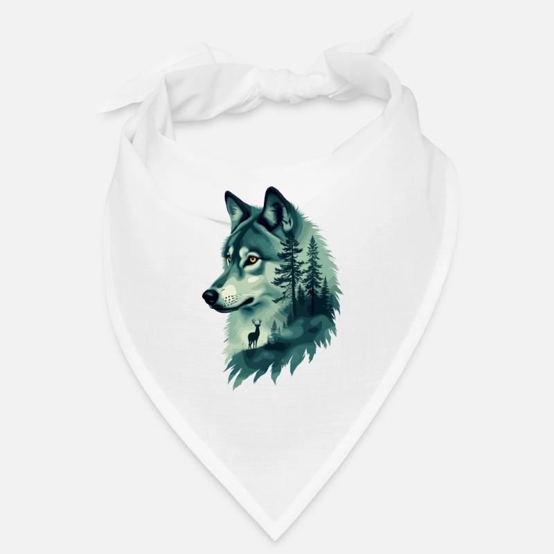 Majestic Wolf and Deer Nature Art Bandana