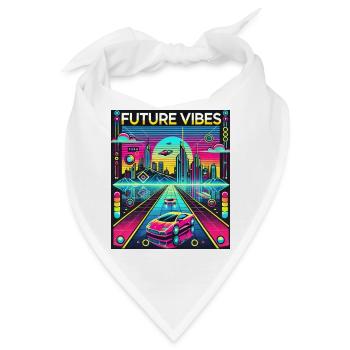 Future Vibes - Futuristische Neon-Cityscape - Bandana - Weiß - Vorne