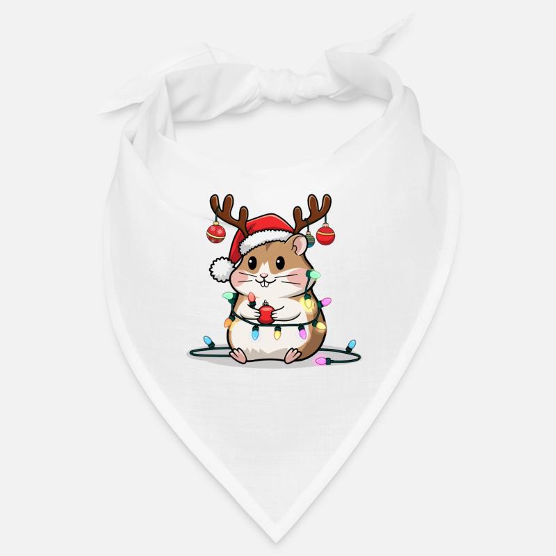 Cute Hamster Christmas Illustration For Bandana