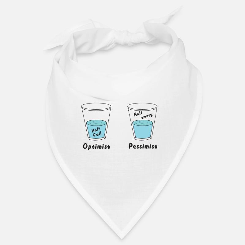 Glas halb voll oder halb leer Optimist Pessimist - Bandana - Weiß