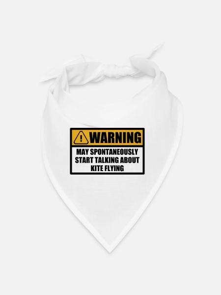 Kite Flying Kite Flying Warning Saying - Bandana - white - Front