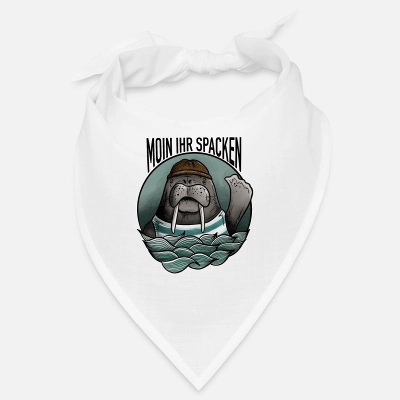 Moin ihr Spacken Walross Robbe Norddeutsch - Bandana - Weiß