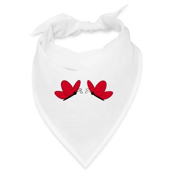 Rote Schmetterlinge Geschenk für sie  - Bandana - Weiß - Vorne