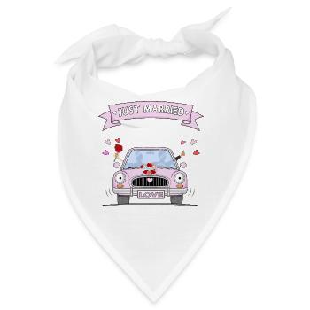 Just Married Hochzeitsauto rosa - Bandana - Weiß - Vorne