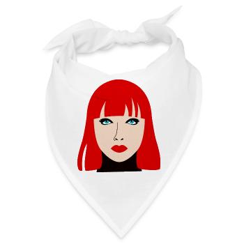 Rothaarige Frau mit blauen Augen - Bandana - Weiß - Vorne