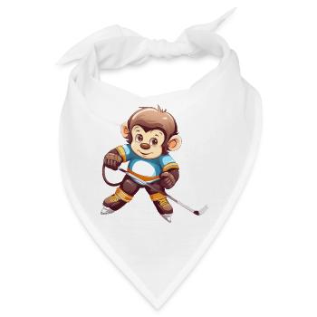 Schimpanse spielt Eishockey, Sportliches - Bandana - Weiß - Vorne