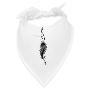 Feder, Pfauenfeder mit Tribal und Perlen - Bandana - Weiß - Vorne