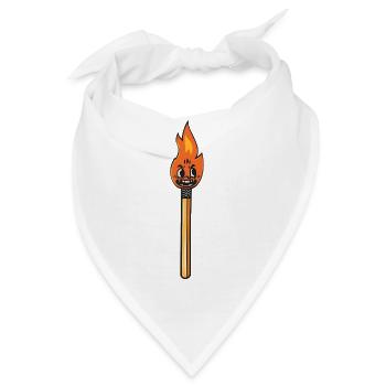 Vintage Cartoon Burning Match Fire Maskottchen - Bandana - Weiß - Vorne