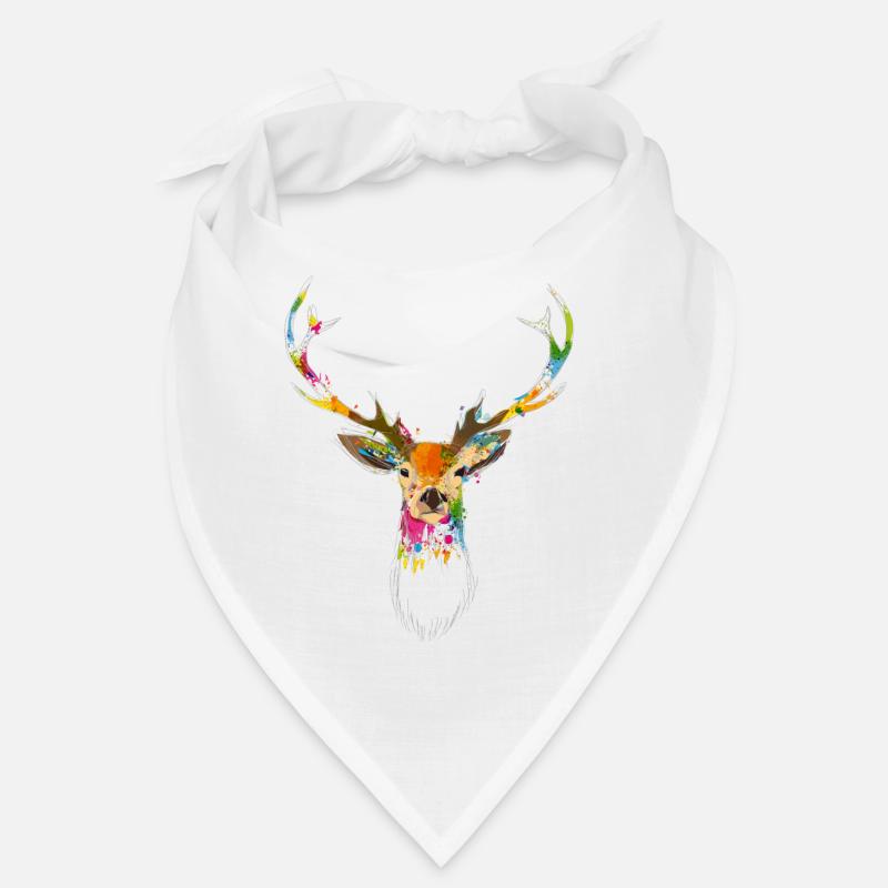 Tête de cerf colorée – Conception à l’aquarelle et au graffiti Bandana