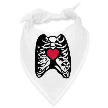Skeul menschliche Skelett menschliche Herz - Bandana - Weiß - Vorne
