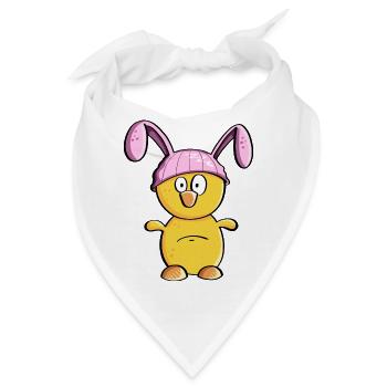 Kleines Küken mit Osterhase Mütze - Ostern - Bandana - Weiß - Vorne