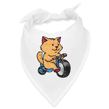 Kleine Katze auf einen Dreirad Retro Vintage - Bandana - Weiß - Vorne