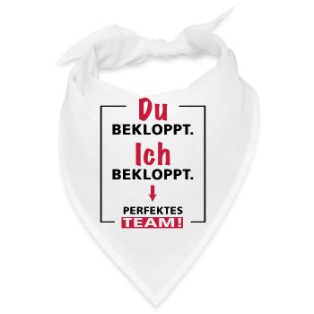 Du bekloppt - Ich bekloppt - perfektes Team - 2fgb - Bandana - Weiß - Vorne