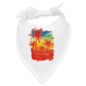 Bunte Streifen (Palmen) - Bandana - Weiß - Vorne