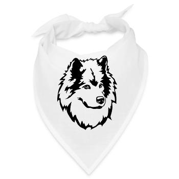 Eurasier Kopf - Bandana - Weiß - Vorne