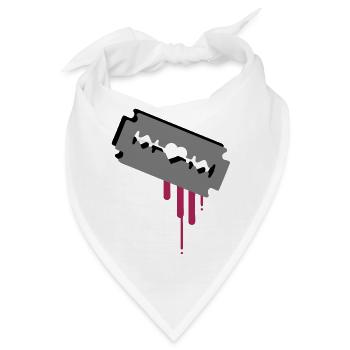 Rasierklinge mit Herz und Blut - Bandana - Weiß - Vorne