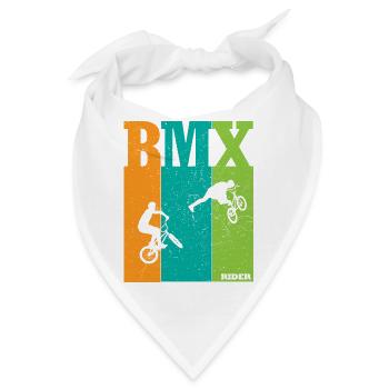 BMX Farbblock Rider Silhouetten - Bandana - Weiß - Vorne