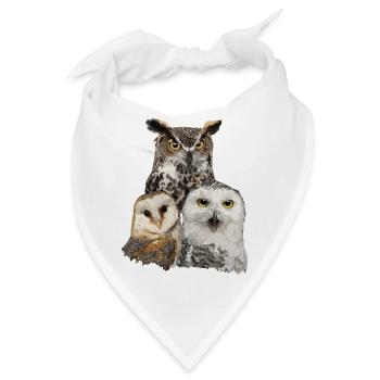 Eulen und Eule - Bandana - Weiß - Vorne