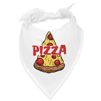 Pizza & Pizza Anteil - Bandana - Weiß - Vorne