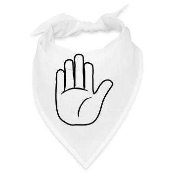 Hand Stop Zeichen - Bandana - Weiß - Vorne