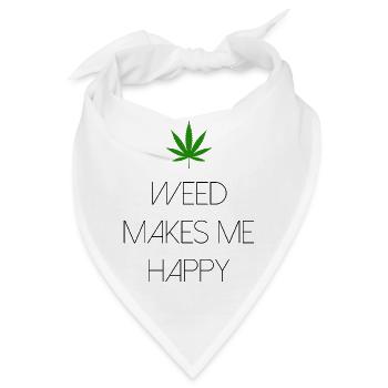 weed macht mich glücklich Cannabis Marihuana - Bandana - Weiß - Vorne