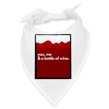 Du, ich & eine Flasche Wein - Bandana - Weiß - Vorne