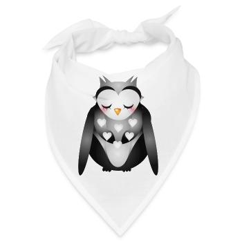 niedliche verträumte Eule - Bandana - Weiß - Vorne