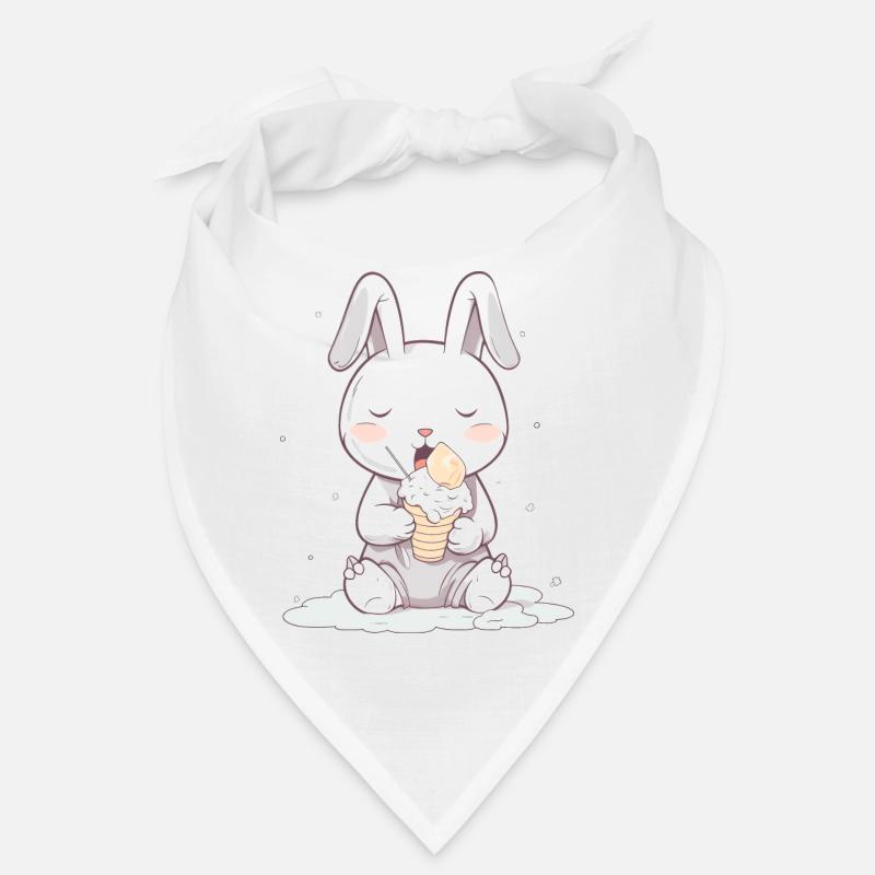 Sommerlicher Genuss: Hase mit Eis - Bandana - Weiß