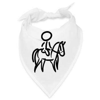Reiterin auf Pferd Reiter Minimalist Minimalismus - Bandana - Weiß - Vorne