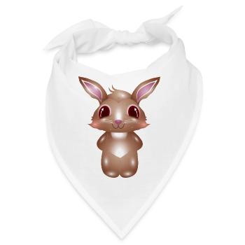 niedlicher Hase mit rosa Wangen im Comic Stil - Bandana - Weiß - Vorne