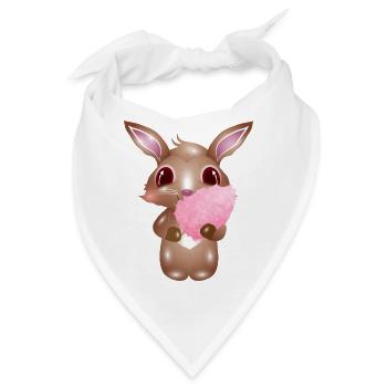 niedlicher Hase mit rosa Zuckerwatte - Bandana - Weiß - Vorne