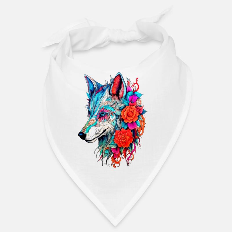 Loup aux fleurs Bandana
