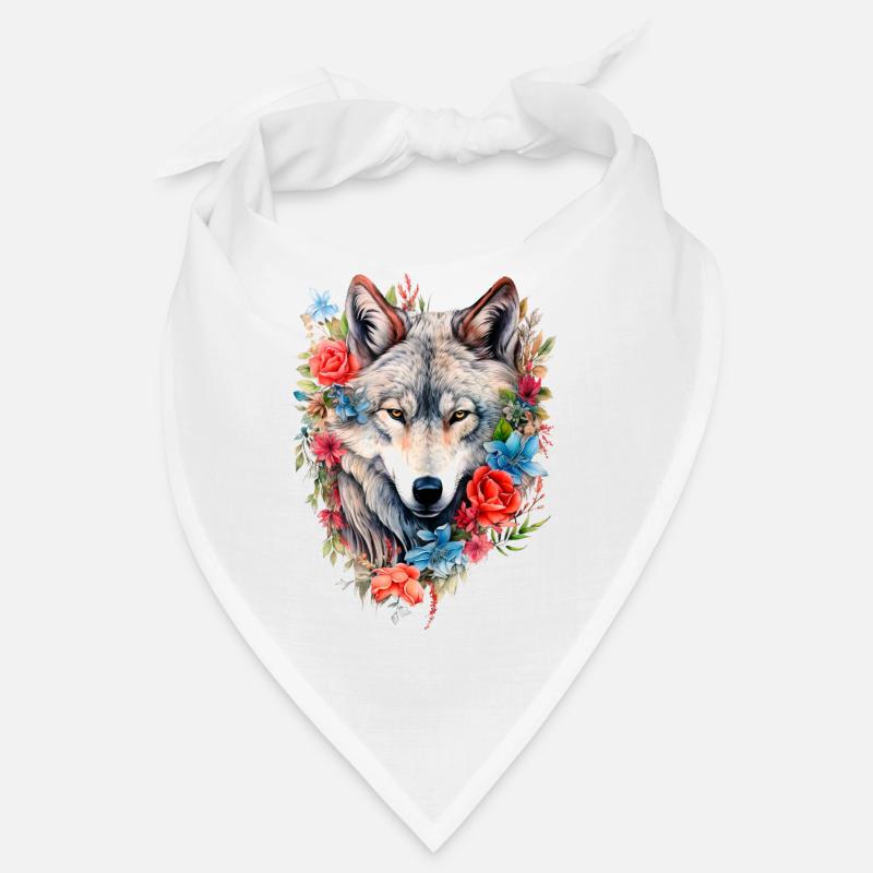 Loup aux fleurs Bandana