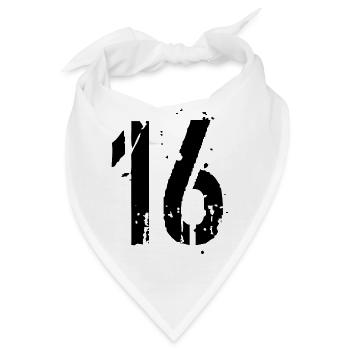 16 Zahl 16 Jahre - Bandana - Weiß - Vorne