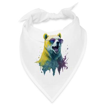 cooler Eisbär mit Sonnenbrille, Portrait - Bandana - Weiß - Vorne