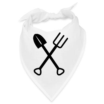 Spaten Harke Rechen Symbol Garten Symbol Werkzeuge - Bandana - Weiß - Vorne