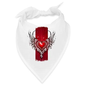 Seraphische Zuneigung: Geflügeltes Herz - Bandana - Weiß - Vorne