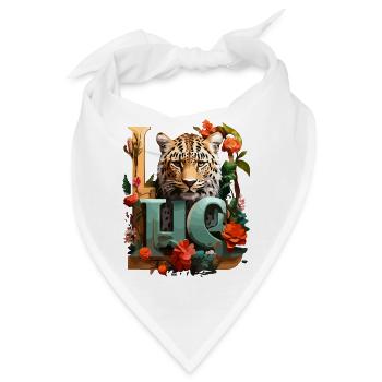 Tiger und Blumen Liebe - Bandana - Weiß - Vorne