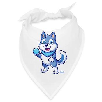 Schneeball-Showdown: Siberian Husky Delight - Bandana - Weiß - Vorne