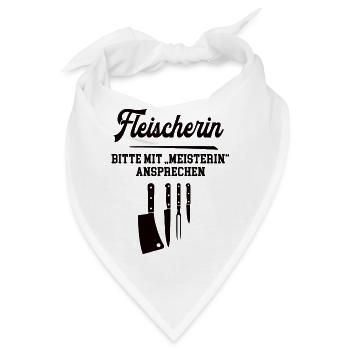 Fleischerin Meister Prüfung Bestanden Fleischerei - Bandana - Weiß - Vorne