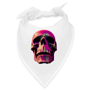 Totenschädel in pink - Bandana - Weiß - Vorne