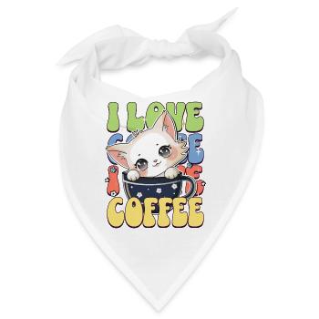 Katze Kaffee Kaffeetasse Katzenliebhaber Catlady - Bandana - Weiß - Vorne