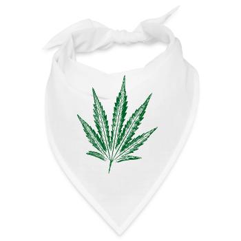 Cannabis Blatt - Bandana - Weiß - Vorne