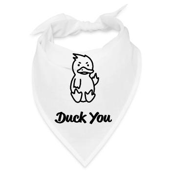 Duck You! | Ente mit Mittelfinger Schimpfwort - Bandana - Weiß - Vorne