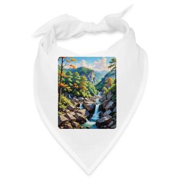 Ruhige Berg-Wasserfall-Landschaft - Bandana - Weiß - Vorne