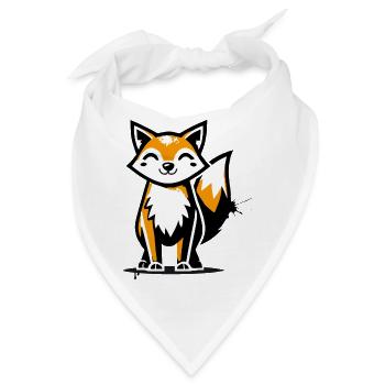 Moderner Fuchs im Stencil Graffiti-Design - Bandana - Weiß - Vorne