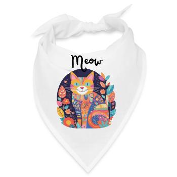 Bunte Katzen-Patchwork-Anthologie - Bandana - Weiß - Vorne