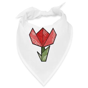 Origami Blume - Tulpe - Bandana - Weiß - Vorne
